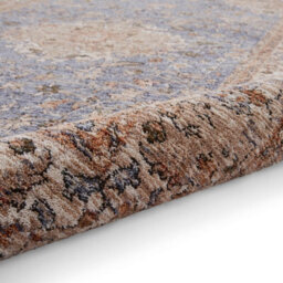 Blue Brown Terracotta Traditional Abstract Bordered 10mm Pile Rug For Bedroom, Living Room, & Dining Room-120Cm X 170Cm - thumbnail 8