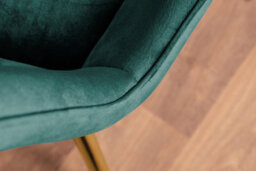 Furniturebox Elina White Marble Effect Round Pedestal Dining Table With Curved Black Support And 2 Green Velvet Pesaro Gold Leg Chairs - thumbnail 9