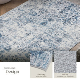 Tectake Vintage Rug Amara - Faded Design, Machine Washable, Short Pile & Non-Slip Underside 160 X 230 Cm - Blue - thumbnail 4