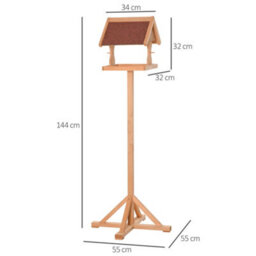 Pawhut Wooden Bird Feeder W/ Cross-Shaped Support Feet Weather Resistant Roof - thumbnail 3