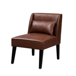 Teamson Home Lounge Accent Chair, Reading Armchair Seat In Faux-Leather With Pillow Back - Brown - 62 X 72 X 76 (Cm) - thumbnail 2