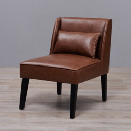 Teamson Home Lounge Accent Chair, Reading Armchair Seat In Faux-Leather With Pillow Back - Brown - 62 X 72 X 76 (Cm)