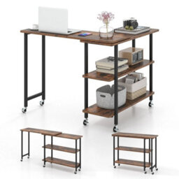 L-Shaped Mobile Rotating Corner Computer Desk Laptop Computer Pc Desk Home - thumbnail 4