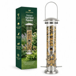Green Haven Tall Bird Feeder 38.5Cm, Clear Tube, Multi-Port, Hanging Design