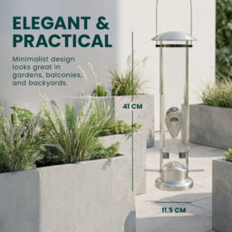 Green Haven Tall Bird Feeder 38.5Cm, Clear Tube, Multi-Port, Hanging Design - thumbnail 4