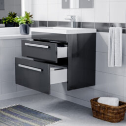 Nes Home Nanuya 600mm Gloss Anthracite Wall Hung 2 Drawer Vanity Cabinet & Basin - thumbnail 5