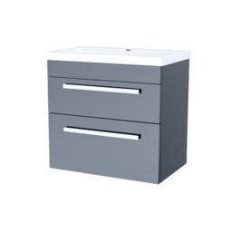 Nes Home Nanuya 600mm Gloss Anthracite Wall Hung 2 Drawer Vanity Cabinet & Basin - thumbnail 6