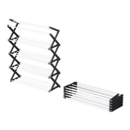 Darphe Black 5 Tier Foldable Metal Shoe Rack With X-Frame For 15 Pairs - thumbnail 4
