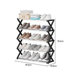 Darphe Black 5 Tier Foldable Metal Shoe Rack With X-Frame For 15 Pairs - thumbnail 7