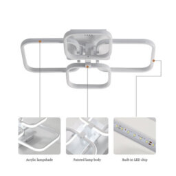 Pheashine Modern Square Led Ceiling Light,60W 6750Lm 6000K For Living Room, Kitchen Or Bedroom - thumbnail 5