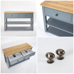Homestylestore 1215mm Light Grey And Oak Bathroom Vanity Unit With Bronze Round Handles - thumbnail 2