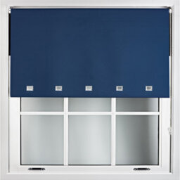 Furnished Blackout Roller Blinds With Square Eyelets And Metal Fittings- Navy Blue Trimmable (W)80Cm (L)210Cm