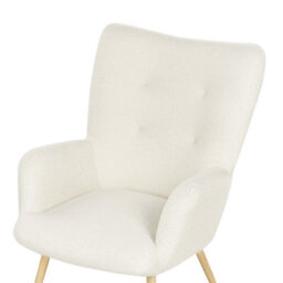 Beliani Wingback Chair Vejle With Footstool Boucle Off-White - thumbnail 9