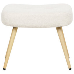 Beliani Wingback Chair Vejle With Footstool Boucle Off-White - thumbnail 8