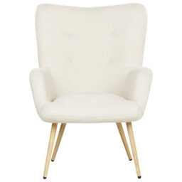 Beliani Wingback Chair Vejle With Footstool Boucle Off-White - thumbnail 5