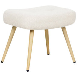 Beliani Wingback Chair Vejle With Footstool Boucle Off-White - thumbnail 7