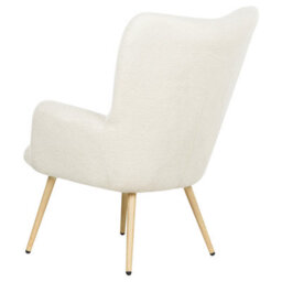 Beliani Wingback Chair Vejle With Footstool Boucle Off-White - thumbnail 6