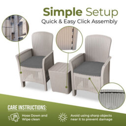 Homeology Ophelia 3-Piece Rattan Garden Furniture High Back Armchair Set With Side Table In Grey - thumbnail 8