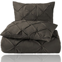 TheWhiteWater Limited Pintuck Duvet Cover Set + Matching Pillowcases, Hand Stitches Quilt Bedding Set - Chocolate Brown - thumbnail 5