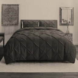 TheWhiteWater Limited Pintuck Duvet Cover Set + Matching Pillowcases, Hand Stitches Quilt Bedding Set - Chocolate Brown - thumbnail 2