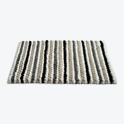 Allure Bath Fashions Striped Chunky Bobble Bath Mat - Monochrome - image 1