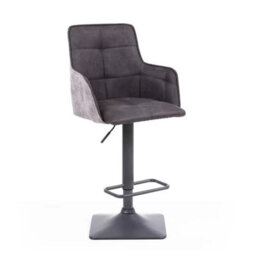 Xample Orion Dark Grey Fabric Bar Stools - 2 Pack Twin-Tone Adjustable Bar Chairs With Steel Base & Footrest, Height 98 Cm, Suede Finish - thumbnail 2