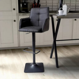 Xample Orion Dark Grey Fabric Bar Stools - 2 Pack Twin-Tone Adjustable Bar Chairs With Steel Base & Footrest, Height 98 Cm, Suede Finish