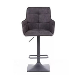Xample Orion Dark Grey Fabric Bar Stools - 2 Pack Twin-Tone Adjustable Bar Chairs With Steel Base & Footrest, Height 98 Cm, Suede Finish - thumbnail 5