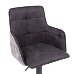 Xample Orion Dark Grey Fabric Bar Stools - 2 Pack Twin-Tone Adjustable Bar Chairs With Steel Base & Footrest, Height 98 Cm, Suede Finish - thumbnail 7