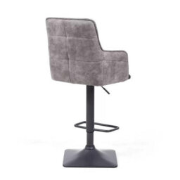 Xample Orion Dark Grey Fabric Bar Stools - 2 Pack Twin-Tone Adjustable Bar Chairs With Steel Base & Footrest, Height 98 Cm, Suede Finish - thumbnail 3