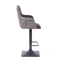 Xample Orion Dark Grey Fabric Bar Stools - 2 Pack Twin-Tone Adjustable Bar Chairs With Steel Base & Footrest, Height 98 Cm, Suede Finish - thumbnail 4