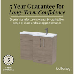 Balterley Right-Hand Bathroom Vanity And Wc Unit Combination With Basin - 1100mm - Woodgrain Mid Oak With Brushed Pewter Handles - thumbnail 6