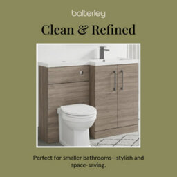Balterley Right-Hand Bathroom Vanity And Wc Unit Combination With Basin - 1100mm - Woodgrain Mid Oak With Brushed Pewter Handles - thumbnail 7