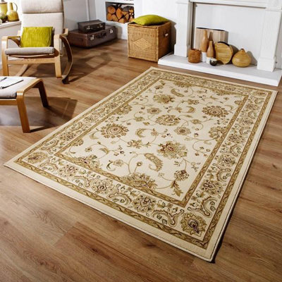 Cream Traditional Bordered Floral Persian Machine Made Rug For Living Room Bedroom And Dining Room-240Cm X 340Cm - image 1