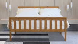 Save On Goods UK 4Ft6 Double Oak Finish Wood Wooden Bed Frame, Pine Wood Oak Wood Finish Bedstead - thumbnail 2