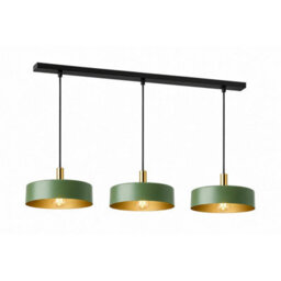 Luminosa Lighting Luminosa Haki Bar Pendant Ceiling Light Green, Gold 3X E27 - thumbnail 1