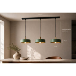 Luminosa Lighting Luminosa Haki Bar Pendant Ceiling Light Green, Gold 3X E27 - thumbnail 3