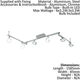 Stylish Led Wall 9 Spot Light With Aluminium Chrome Shade And Satin Plastic Finish - thumbnail 2