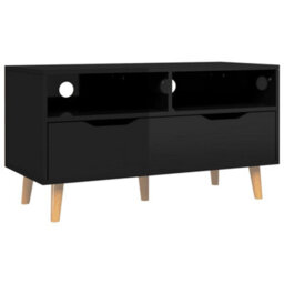 Berkfield Tv Cabinet High Gloss Black 90X40X48.5 Cm Engineered Wood - thumbnail 2