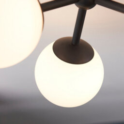 Anson Lighting Frio Matt Black With Matt White Glass Shade Contemporary 3 Light Semi Flush Bathroom Light - thumbnail 6