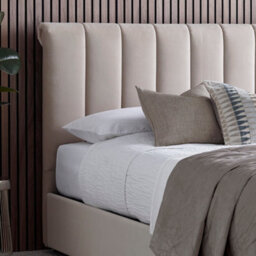 Ascot Natural Stone Upholstered Sleigh Ottoman - Double Bed Frame Only - thumbnail 5