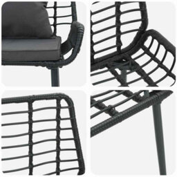 Walplus Garden Bench Black And Anthracite Poly Rattan And Steel - thumbnail 8
