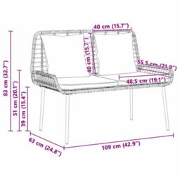 Walplus Garden Bench Black And Anthracite Poly Rattan And Steel - thumbnail 9