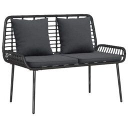 Walplus Garden Bench Black And Anthracite Poly Rattan And Steel - thumbnail 2