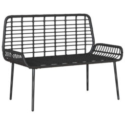 Walplus Garden Bench Black And Anthracite Poly Rattan And Steel - thumbnail 4