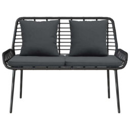 Walplus Garden Bench Black And Anthracite Poly Rattan And Steel - thumbnail 5