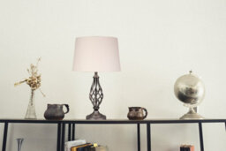 Lighting Supermarket Queenswood Classic Twist Table Lamp With Ivory Linen Drum Shade - Grey Pewter - thumbnail 3