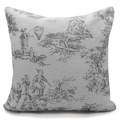 Velosso Classic Toille Pattern Tapestry Cushion - Elegant French Country Style With Durable Zip Closure - Grey