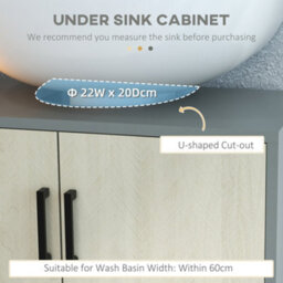 Kleankin Bathroom Sink Cabinet, Under Sink Basin Storage Cupboard With Shelf - thumbnail 4