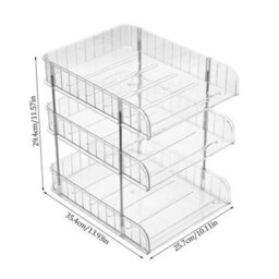 3  Tier Clear Stackable Filing Tray A4 Letter Paper Desk Document Organiser - thumbnail 4